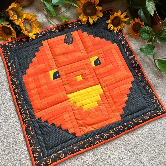 Custom Made Other - Patchwork Halloween Jack-O-Lantern Wall Hanging